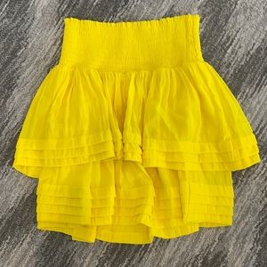 Ramy Brook yellow tiered mini skirt in yellow XS